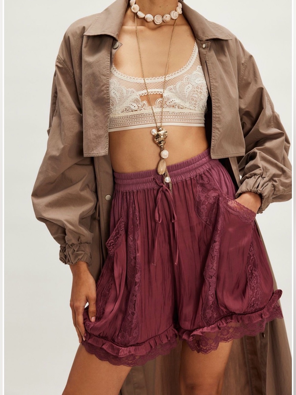 Free People Evermore Satin Shorts NWT
